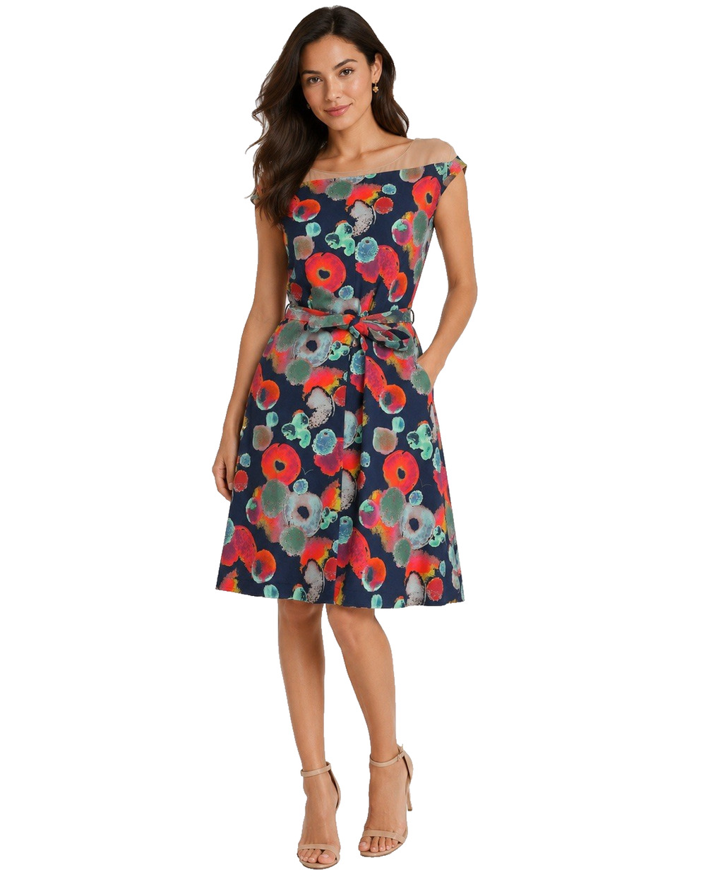 CACHAREL FLORAL DRESS SEE THROUGH TOP SIZE 40 US 6 DESIGNER WOMENS RETAIL $625